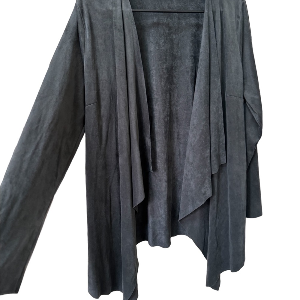 Soft Surroundings Grey Cascading Front Open Suede… - image 2